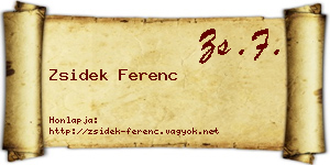 Zsidek Ferenc névjegykártya